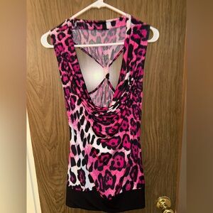 Pink Leopard Print racerback tank size large